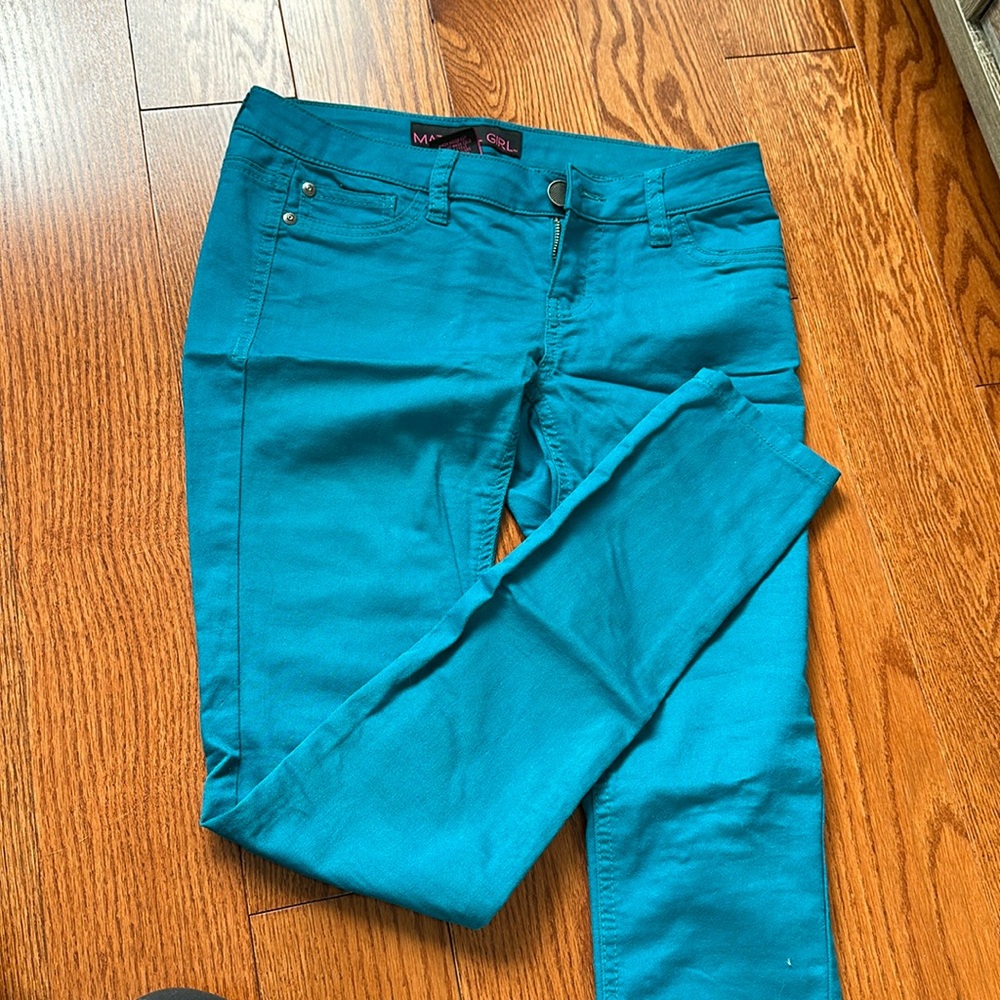 Turquoise skinny jeans